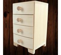 WooDeeDoo Decorative Wooden Desktop Mini Chest of Drawers Storage 4 Drawer Unit Organiser Cabinet Box Unfinished Craft Paint Stain Jewellery Sewing Office Small Parts Storage 12.5 x 13 x 19.5 cm