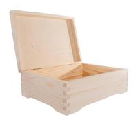 WooDeeDoo Decorative Wooden Storage Box with Lid - 24 x 17.5 x 8 cm - Unfinished Rectangular Pine Craft Keepsake Case for Decoupage Jewellery Trinkets Photos DIY Gift Personalisation