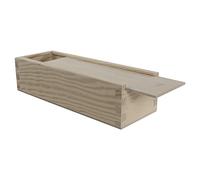 WooDeeDoo Deep Pencil Box | 2 Pack | Wooden Pen Brush Crayons Sliding Lid Holder Case | 23 x 8 x 5.5 cm | Desktop Storage Gift Box Tidy Organiser School Office Stationery | Unpainted Wood