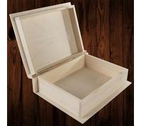 Woodeedoo Deep Wooden Book-Shaped Storage Box Unfinished Pine 24.5X19X8Cm For Keepsakes Accessories Gifts And Crafts