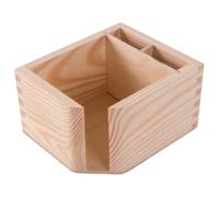 WooDeeDoo Desk Memo Pad & Pen Holder | 3 Pack | Wooden Tidy Organiser Note Dispenser | 10 x 12 x 6.5 cm | Plain Unpainted Pinewood