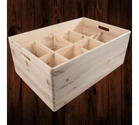 Woodeedoo Extra Large Deep Open Top Wooden Storage Box With Removable Dividers Handles Stackable Crate Organiser 59.5X39.5X23.5Cm