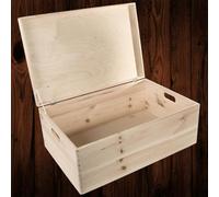 Woodeedoo Extra Large Deep Rectangular Wooden Storage Chest With Lid Handles For Toys Crafts Bedroom Organisation 60 X 40 X 23 Cm