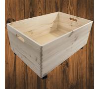 Woodeedoo Extra Large Deep Wooden Storage Box With Wheels & Handles Open Top Crate For Toys Tools Office Home 59.5X39.5X28.5Cm