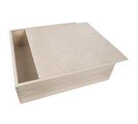 WooDeeDoo Extra Large Square Deep Wooden Box With Sliding Lid - 35.5 x 35.5 x 9.5 cm - Fits 12" x 12" Scrapbook Pages Vinyl Covers Keepsake Memory Craft Prints