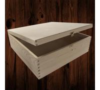 WooDeeDoo Extra Large Square Wooden Keepsake Chest with Hinged Lid and Clasp - 40 x 40 x 13.5 cm - Unfinished Pine Craft Gift Memory Box DIY Personalisation Storage