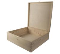 WooDeeDoo Extra Large Square Wooden Keepsake Chest with Hinged Lid and Clasp - 40 x 40 x 13.5 cm - Unfinished Pine Craft Gift Memory Box DIY Personalisation Storage