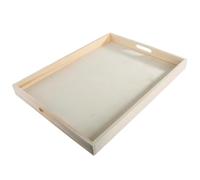 WooDeeDoo Extra Large Wooden Serving Tray with Handles, 60 x 45 x 5 cm | Unfinished natural pine, cut-out side handles, extra large ottoman tray for serving breakfast, meals, drinks and everyday use