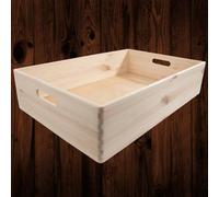 Woodeedoo Extra Large Wooden Storage Box Shallow Open Top Underbed Crate With Cut Out Handles Stackable Design 59.5X39.5X13.5Cm