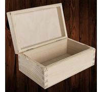 Woodeedoo Extra Small Rectangular Wooden Box Hinged Lid For Crafts Jewellery Keepsakes Gift Packaging Plain Pine 14.5 X 9 X 6 Cm