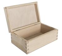 WooDeeDoo Extra Small Rectangular Wooden Box with Hinged Lid - 14.5 x 9 x 6 cm Plain Pine Storage for Trinkets Jewellery Memory Gifts Craft Personalisation DIY Decoration Natural Wood