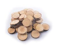 WooDeeDoo Extra Small Wooden Slices Log Tree Bark Ø 3-4 cm | Pack of 30 | Unfinished Round Blank Pieces Art & Crafts Discs Circles DIY Decoration