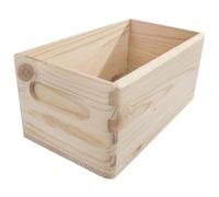 WooDeeDoo Extra Small Wooden Storage Crate Box -- 21.5 x 12 x 9.5 cm -- Solid Pine Open Organiser with Handles for Craft Desk Shelf or Decorative Display