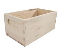 WooDeeDoo Extra Small Wooden Storage Crate Box -- 21 x 12 x 9.5 cm -- Pine Open-Top Display Container with Etched Handles Unpainted Craft Organiser for Keepsakes Rustic Home Storage and Décor