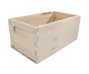 WooDeeDoo Extra Small Wooden Storage Crate Box -- 21 x 12 x 9.5 cm -- Pine Open-Top Display Container with Etched Handles Unpainted Craft Organiser for Keepsakes Rustic Home Storage and Décor