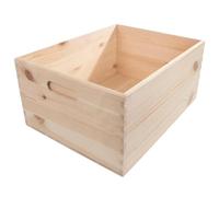 WooDeeDoo Extra Spacious Wooden Storage Crate Box -- 37 x 28 x 17.5 cm -- Solid Pine Open Top Organizer with Handles for Household Decluttering Garage Storage or Workshop Use
