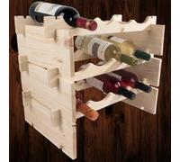 Woodeedoo Freestanding 3 Tier Wooden Wine Rack Table Top Holder For 12 Bottles Pine Kitchen Countertop Storage 50 X 32 X 53 Cm