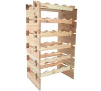 WooDeeDoo Freestanding 6 Tier Wooden Wine Rack 24 Bottle Capacity - 50 x 32 x 92 cm Tall Floor Standing Natural Pine Wine Tower Furniture for Bar Cellar Dining Room Display Unfinished Wood
