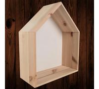 Woodeedoo House Shaped Wooden Wall Display Shelf With White Back Panel For Kids Bedroom Hallway Ornament Décor 27 X 12 X 32 Cm
