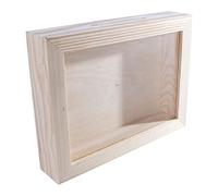 WooDeeDoo Landscape Wooden Money Box with Glass Front - Large Pine Coin Jar for Tips Notes DIY Savings Craft Display or Gift - Unfinished Shadow Box Piggy Bank - 21 x 4 x 16 cm