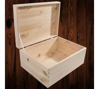 Woodeedoo Large Decorative Pine Storage Box With Hinged Lid And Handles For Keepsakes Crafts Engraving Diy 33 X 25 X 15.5 Cm