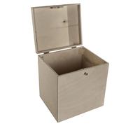 WooDeeDoo Large Deep Lockable Wooden Storage Chest with Hinged Lid - 29 x 25 x 30 cm - Tall Box for Secure Keepsakes Crafts or Home Organisation Projects