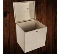 Woodeedoo Large Deep Lockable Wooden Storage Chest With Hinged Lid For Tall Items Keepsakes Crafts Or Decoration 29 X 25 X 30 Cm