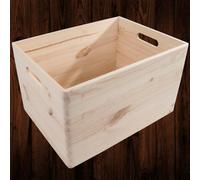 Woodeedoo Large Deep Open Top Unpainted Pine Wooden Storage Crate Box For Home Office Craft Toys Organisation 39.5X29.5X23.5Cm