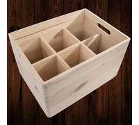 Woodeedoo Large Deep Open Top Wooden Storage Box With Removable Dividers 6 Compartments For Home Office Craft 39.5X29.5X24Cm