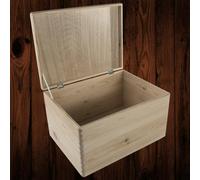 Woodeedoo Large Deep Rectangular Wooden Box With Hinged Lid For Crafts Keepsakes Gifts Home Office Organisation 40 X 30 X 23 Cm