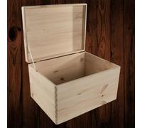 Woodeedoo Large Deep Wooden Storage Box With Solid Pine Hinged Lid For Home Office Keepsakes Craft Organisation 39.5X29.5X23Cm