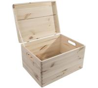 WooDeeDoo Large Deep Wooden Storage Chest with Handles and Solid Pine Lid - Unfinished Toy Organiser Craft Gift Box for DIY Decoration Pyrography Personalised Projects - 39.5 x 29.5 x 23 cm