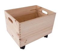 WooDeeDoo Large Deep Wooden Underbed Storage Box on Wheels 40 x 30 x 28 cm - Plain Pine Chest with Handles - DIY Open 23L Crate for Clothes Toys Linen Crafts Bedroom Bathroom Kitchen Garage