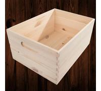 Woodeedoo Large Open Top Wooden Storage Crate With Carry Handles For Pantry Utility Craft Or Shelf Organisation 33 X 25 X 15.5 Cm