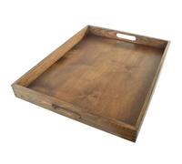 WooDeeDoo Large Pine Serving Tray | Hand-Stained | Bamboo | Satin | 50 x 40 x 5 cm | Ottoman Tea Coffee Breakfast Drinks Dining Table Dinner Wooden Platter With Cut-out Handles