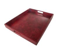 WooDeeDoo Large Pine Serving Tray | Hand-Stained | Light Cherry | Gloss | 50 x 40 x 5 cm | Ottoman Tea Coffee Breakfast Drinks Dining Table Dinner Wooden Platter With Cut-out Handles