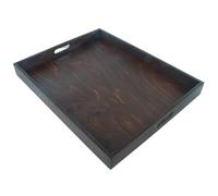WooDeeDoo Large Pine Serving Tray | Hand-Stained | Spanish Oak | Satin | 50 x 40 x 5 cm | Ottoman Tea Coffee Breakfast Drinks Dining Table Dinner Wooden Platter With Cut-out Handles