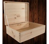 Woodeedoo Large Pine Wooden Storage Box With Solid Lid For Craft Keepsakes Doc's Valuables Treasures Memorabilia 39.5X29.5X13.5Cm