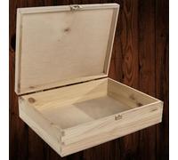 Woodeedoo Large Rectangular Pinewood Storage Box With Gold Clasp For Diy Crafts Gifts Keepsakes Organisation 29 X 22.5 X 8.5 Cm