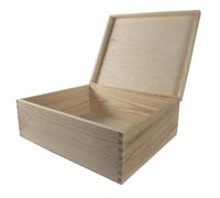 WooDeeDoo Large Rectangular Wooden Box with Lid | 36 x 30 x 13 cm | A4 Documents Valuables Keepsake Storage | Unpainted & Untreated Plain Decorative Pinewood for Craft Decoupage