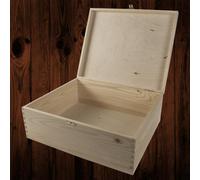 Woodeedoo Large Rectangular Wooden Keepsake Box With Hinged Lid & Clasp For A4 Documents Valuables Crafts Keepsakes 36X30X13.5Cm