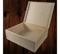WooDeeDoo Large Rectangular Wooden Box with Lid | 36 x 30 x 13 cm | A4 Documents Valuables Keepsake Storage | Unpainted & Untreated Plain Decorative Pinewood for Craft Decoupage