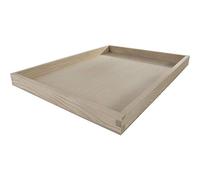 WooDeeDoo Large Rectangular Wooden Serving Tray Shallow Open Display Box Unfinished Pine Storage Organiser Countertop Desk Centrepiece Jewellery Keys Accessories 40 x 30 x 3 cm