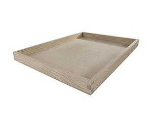 WooDeeDoo Large Rectangular Wooden Serving Tray Shallow Open Display Box Unfinished Pine Storage Organiser Countertop Desk Centrepiece Jewellery Keys Accessories 40 x 30 x 3 cm