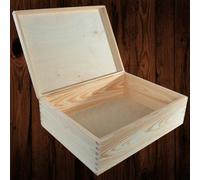 Woodeedoo Large Rectangular Wooden Storage Box With Hinged Lid For A4 Files Crafts Gifts Keepsakes Memories 40 X 30 X 13.5 Cm