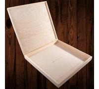 Woodeedoo Large Shallow Square Wooden Box With Lid Slim Case Holder For Trinkets Keepsakes Gifts Craft Projects 40X40X5Cm