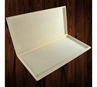 Woodeedoo Large Shallow Wooden Storage Box With Hinged Lid Documents Letters Keepsakes Brushes Crayons Craft Tools 47X24.5X3 Cm