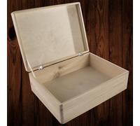 Woodeedoo Large Shallow Wooden Storage Box With Hinged Lid For Keepsakes Organisation Crafts Gifts Engraving Pyrography 40X30X14Cm