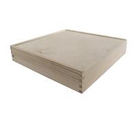 WooDeeDoo Large Square Shallow Wooden Keepsake Box - 33.5 x 33.5 x 6 cm - Unfinished Pine Sliding Lid Craft Storage - DIY Memory Gift Box for Art Papers Stationery Flat 12 x 12' Prints Cards