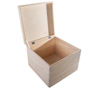 WooDeeDoo Large Square Wooden Box with Hinged Lid 30 x 30 x 23 cm - Deep Unfinished Pine Storage Chest for Crafts Personalised Keepsake Memory Box Gift 16L - Hamper Decorative DIY Project Organiser